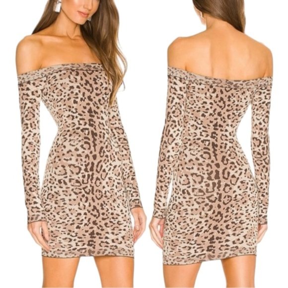 Michael Costello x Revolve Emma Mini Dress Size Small in Brown Leopard - Picture 1 of 11
